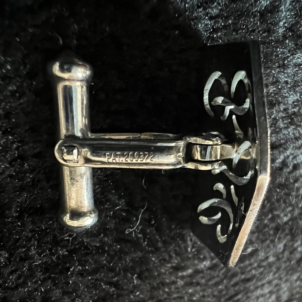 Antique Sterling Silver marcasite Tie bar cufflinks Art Decor monogram set RSG